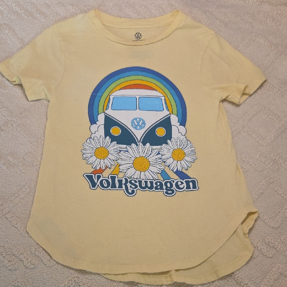 Volkswagen Yellow Graphic Tee with Rainbow & Daisies